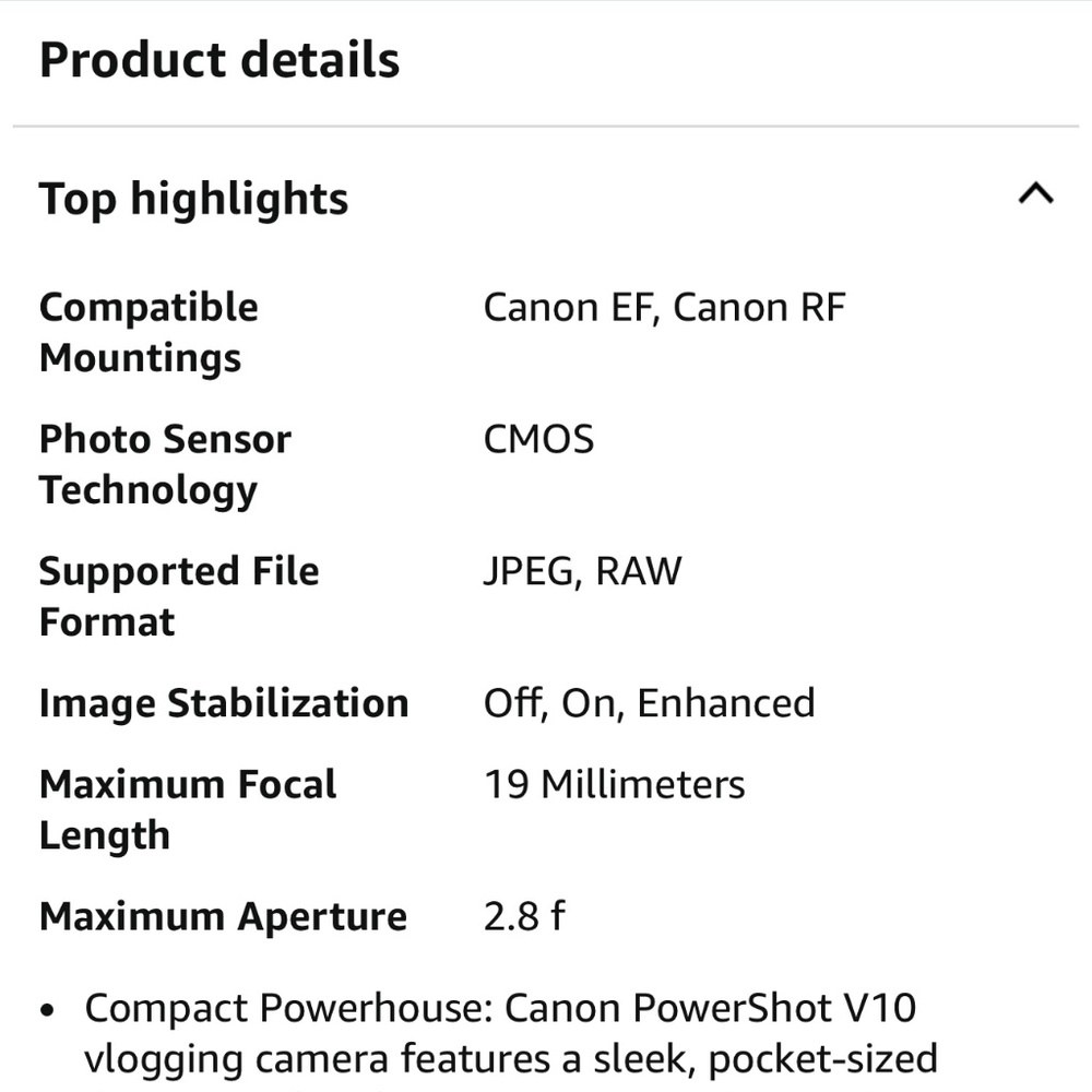 Canon Power shot V10